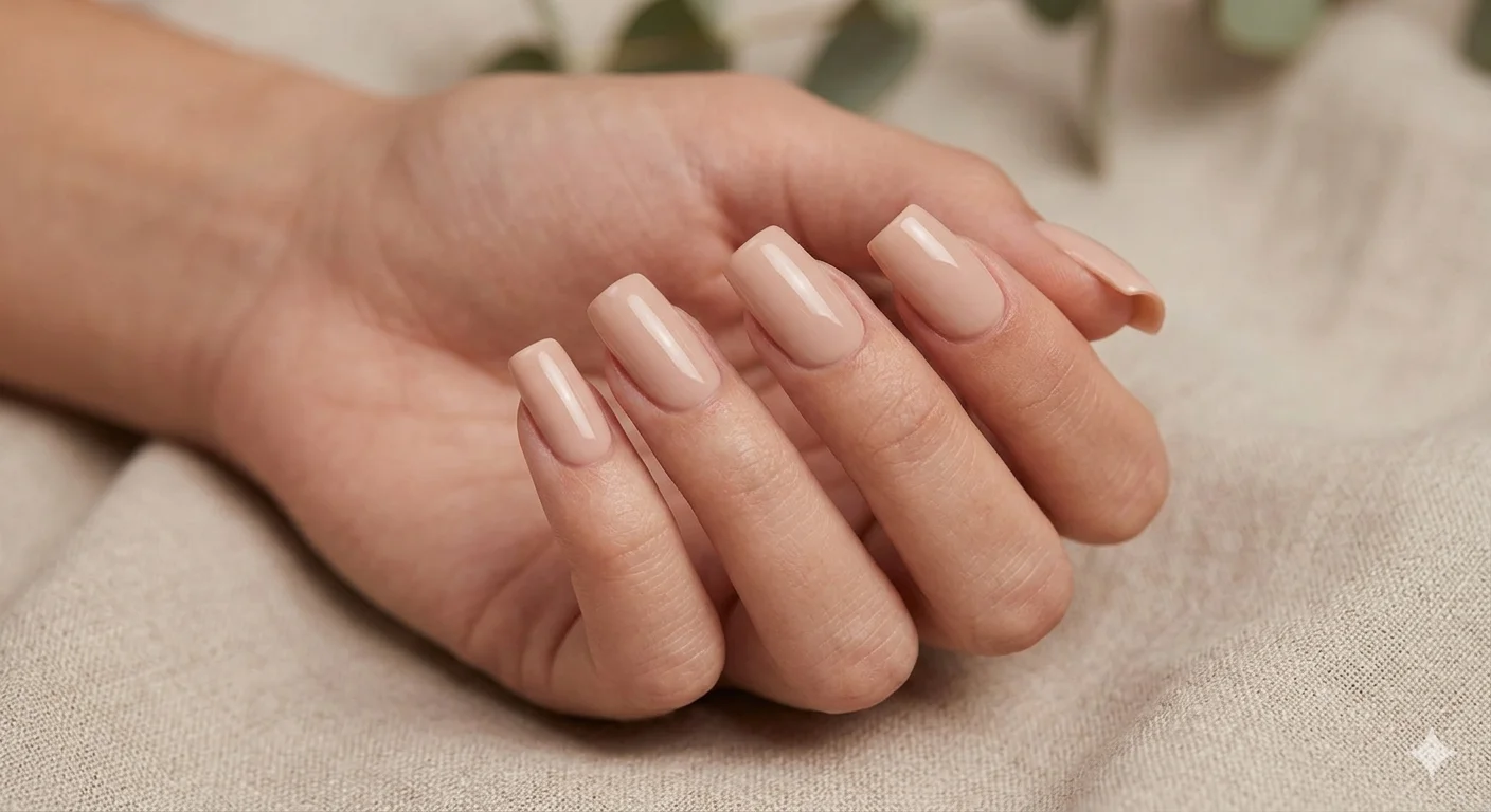 nude acrylic nails simple elegant