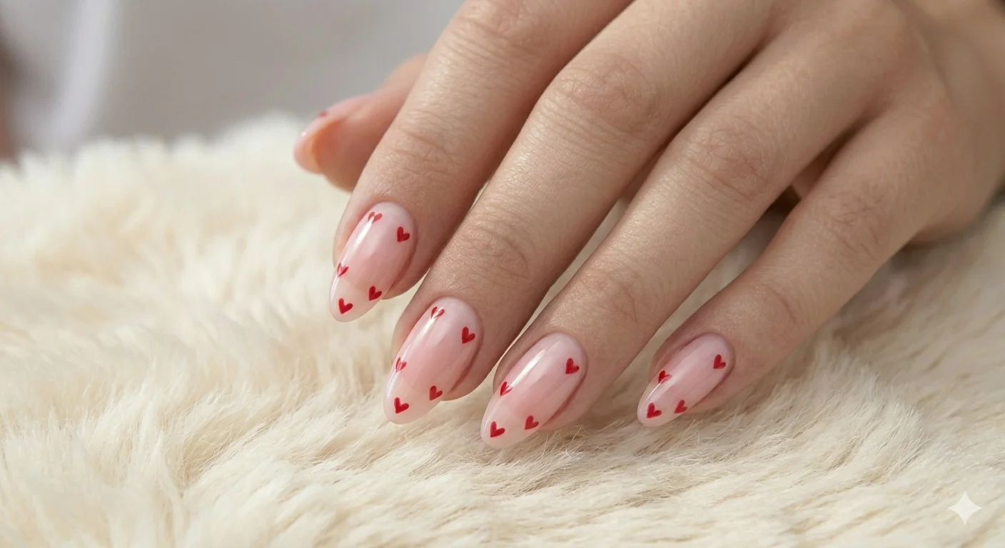 heart acrylic nail design cute