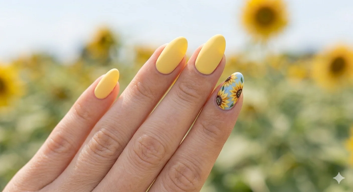 sunflower nail design spring