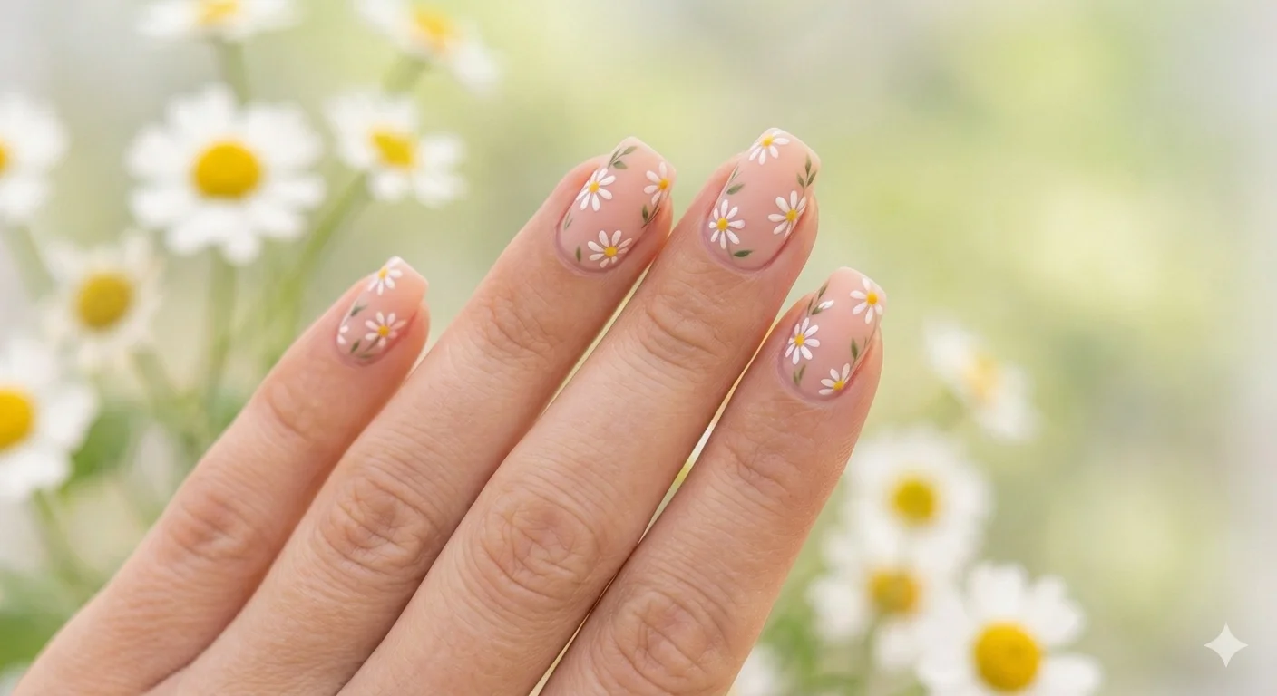 cherry blossom nail design spring