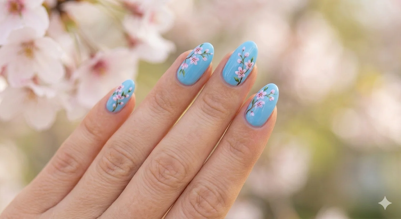 daisy spring nail design