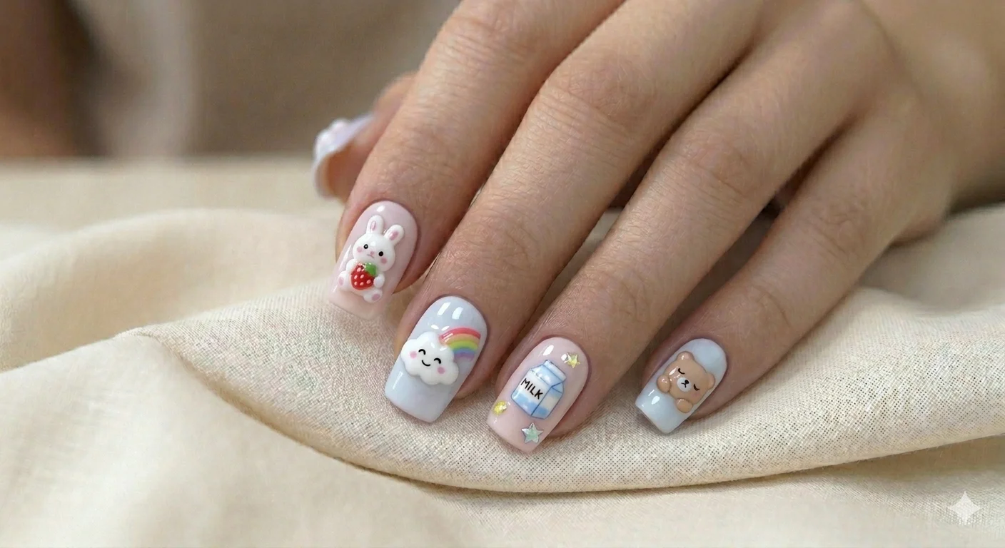 kawaii acrylic nails cute