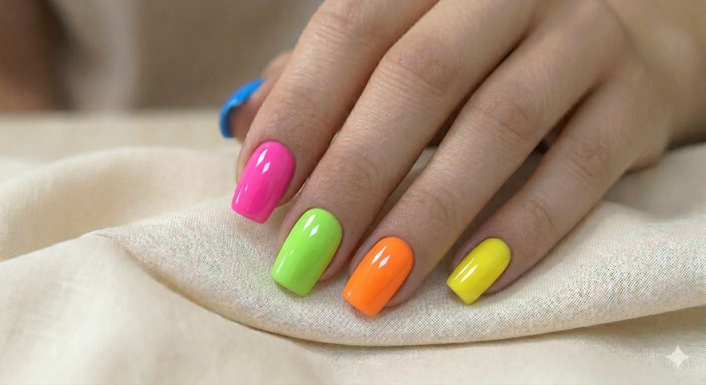 colorful acrylic nail design