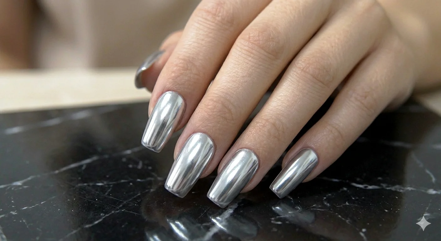 chrome acrylic nails trendy
