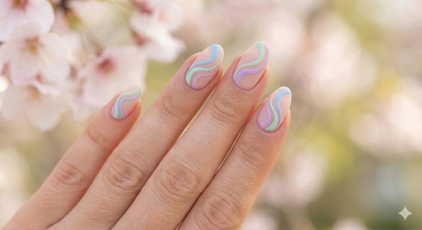 pastel swirl spring nails