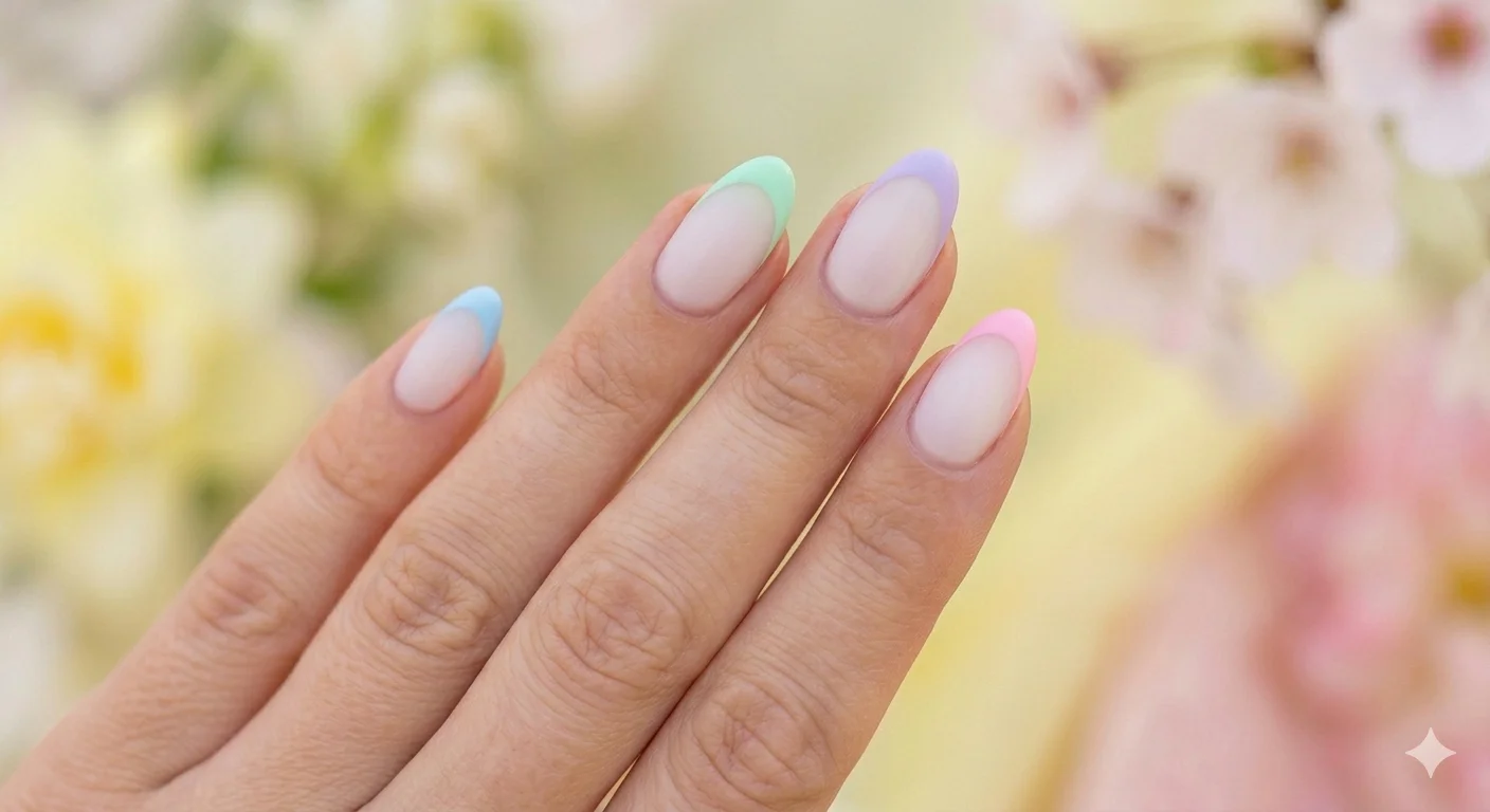pastel french tip nails spring