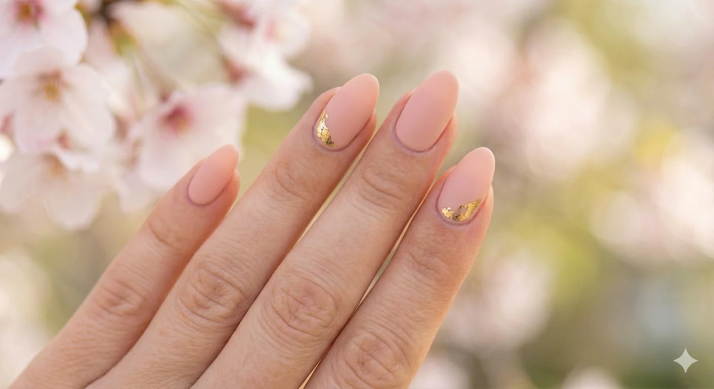 gold foil spring nail design