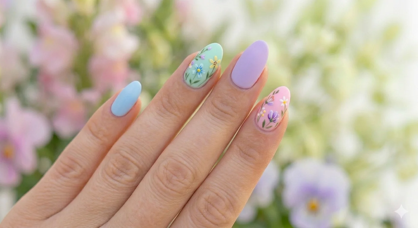 almond shape spring nails