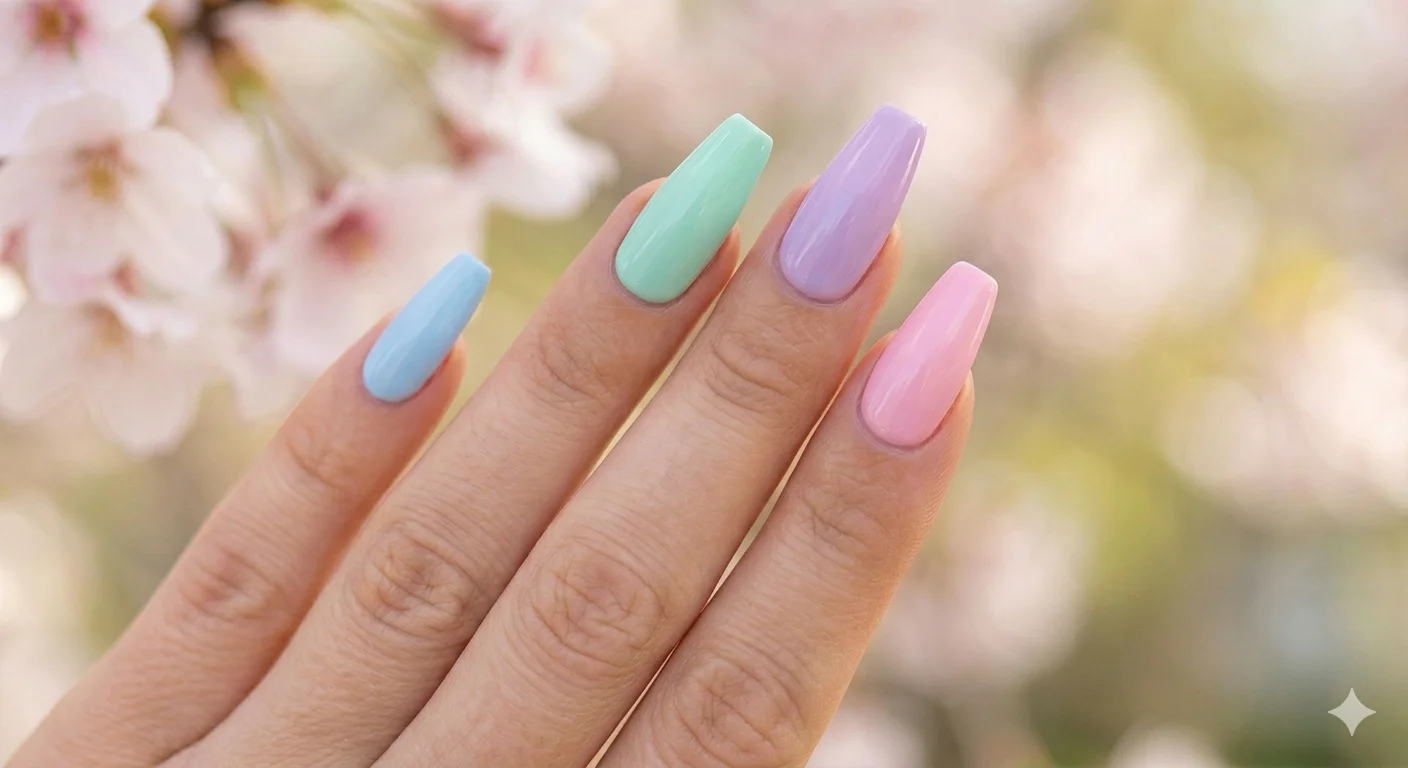 coffin pastel spring nails