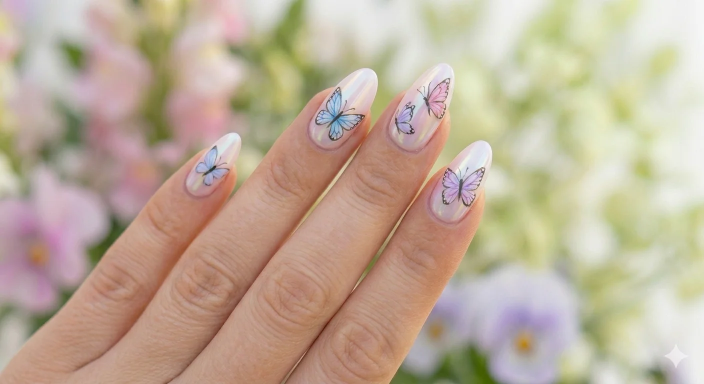 butterfly spring nail design
