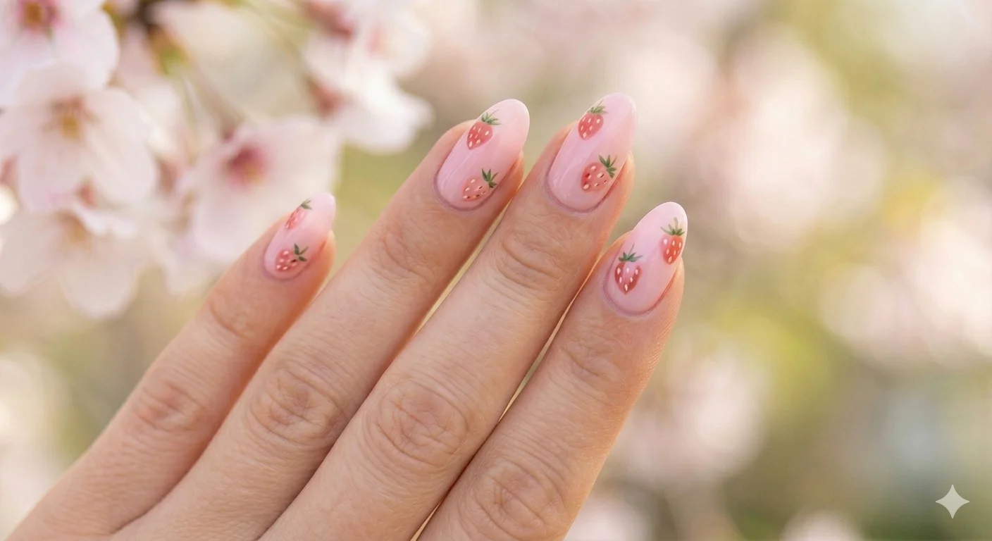 strawberry nail design spring