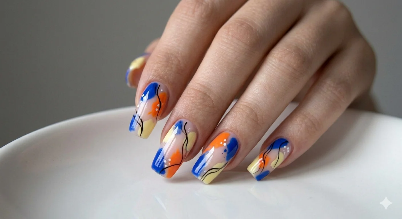 abstract acrylic nail design