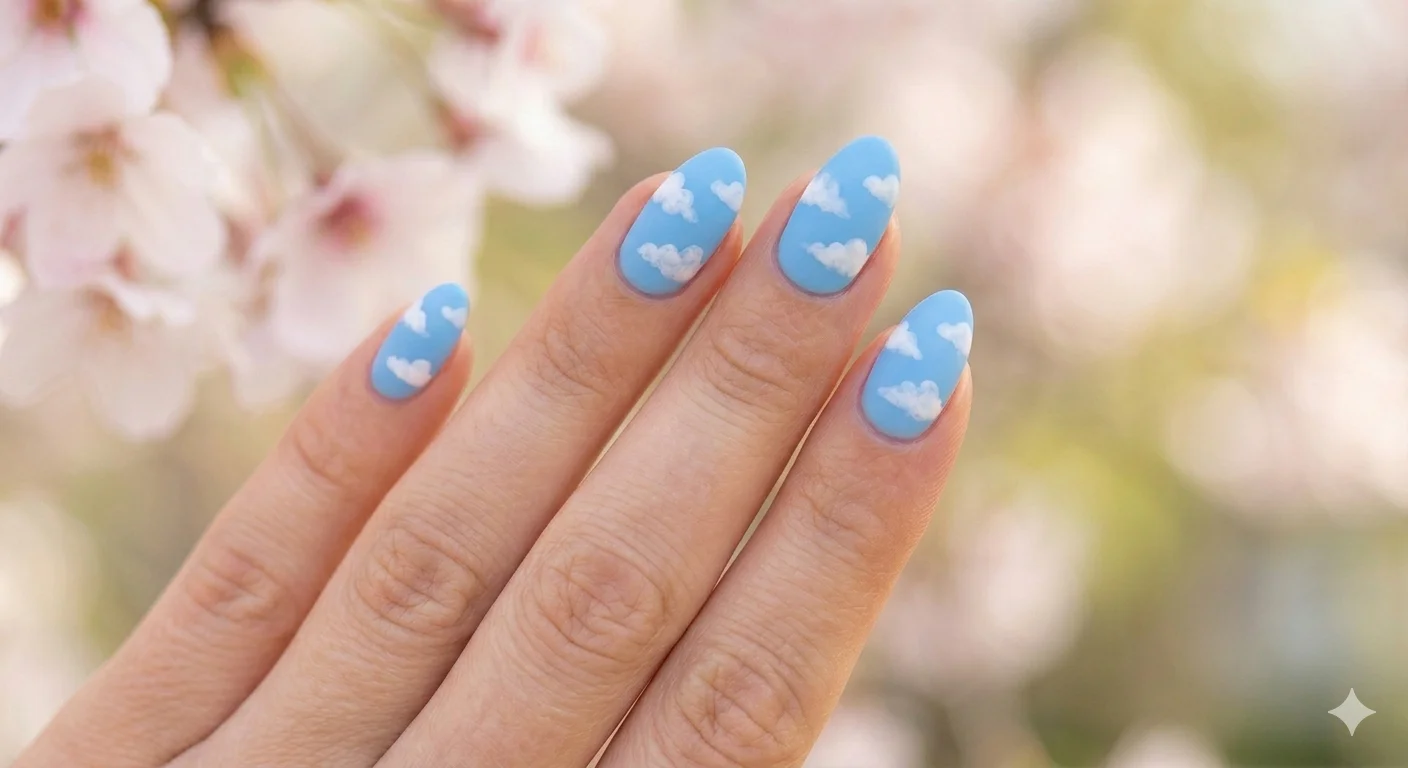 cloud spring nail design