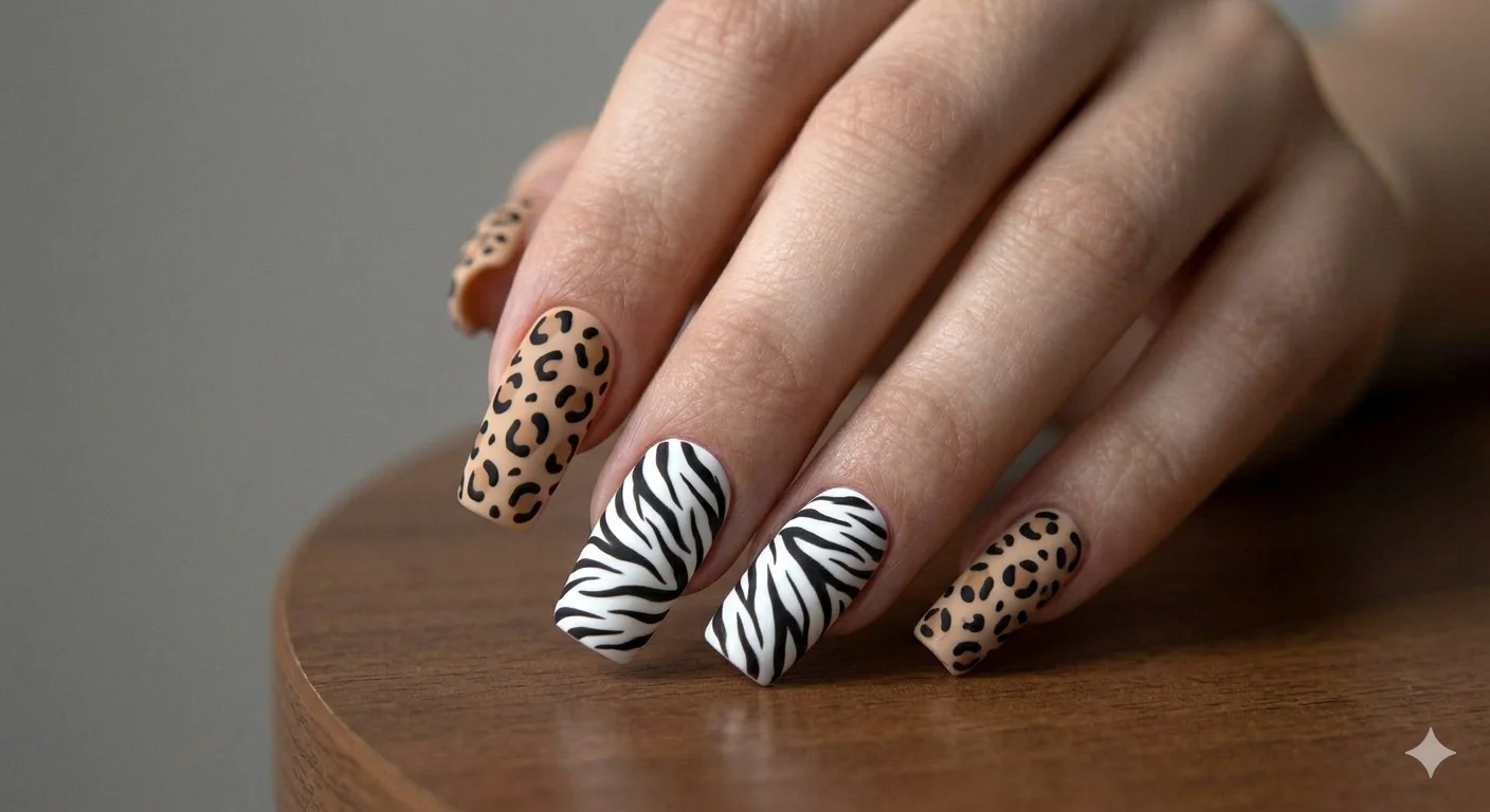 animal print acrylic nails