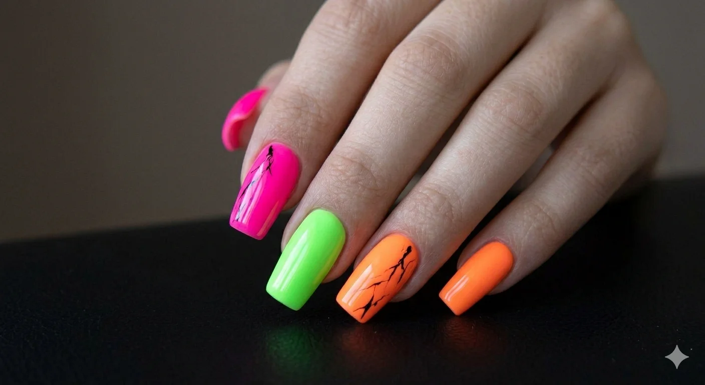 neon acrylic nail design