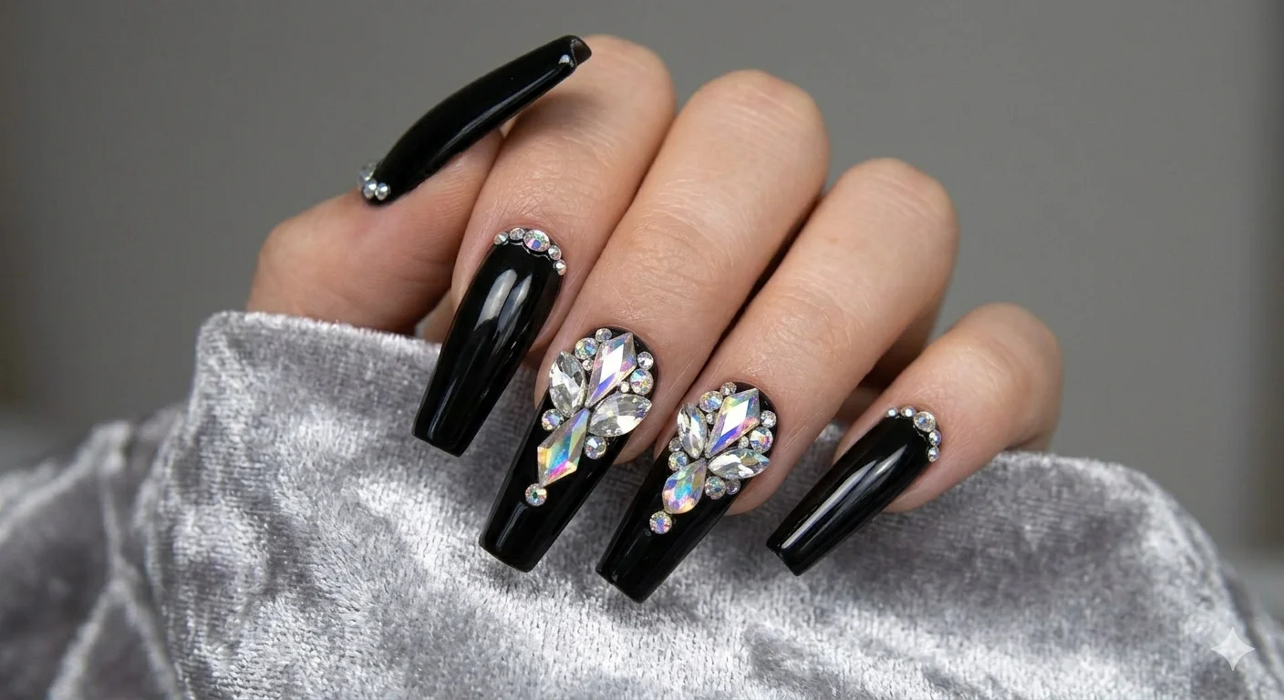 coffin acrylic nails glam