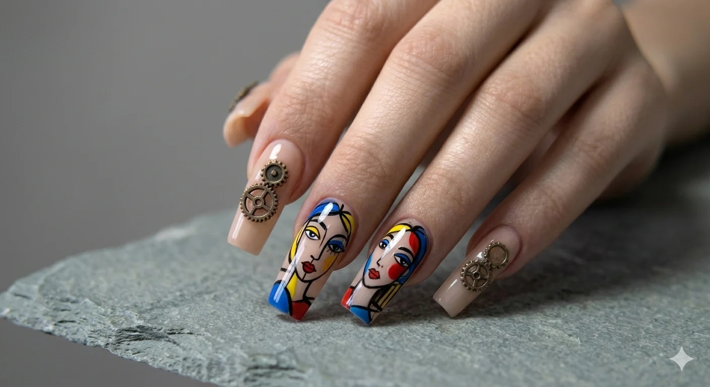 artistic acrylic nail design
