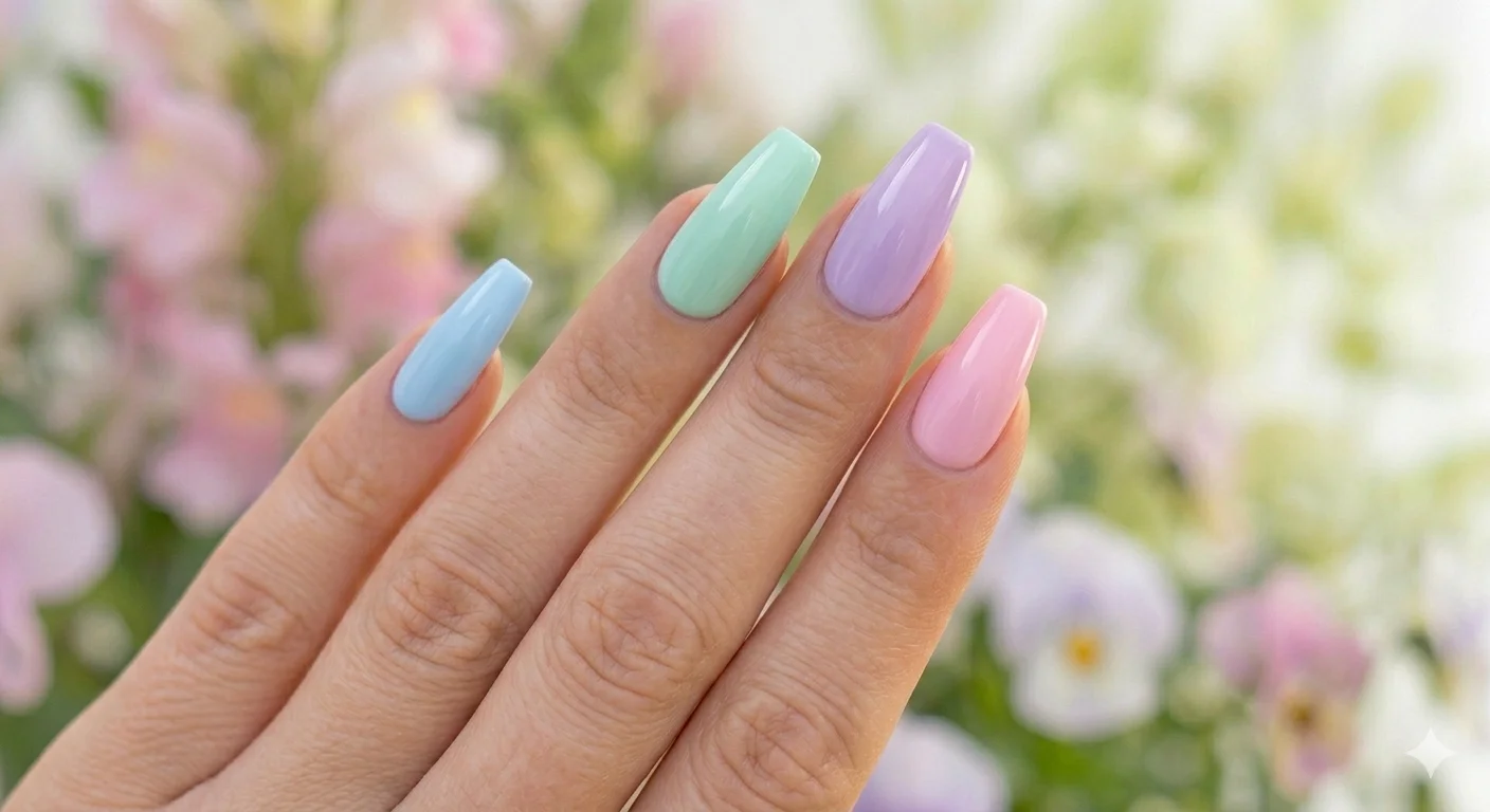 glossy spring nail design