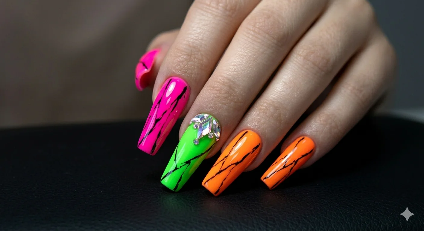 statement acrylic nails bold
