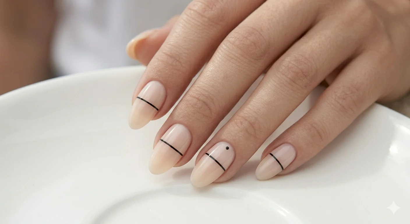 minimal line acrylic nail design