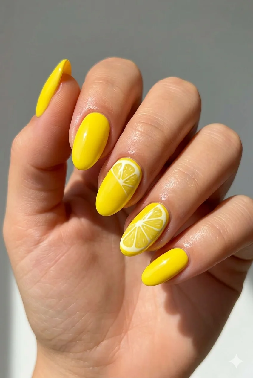 lemon citrus summer nails yellow 2026