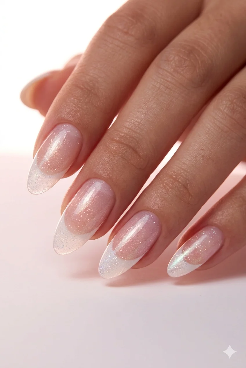 rose gold chrome French tip nails warm pink metallic blush base romantic manicure 2026