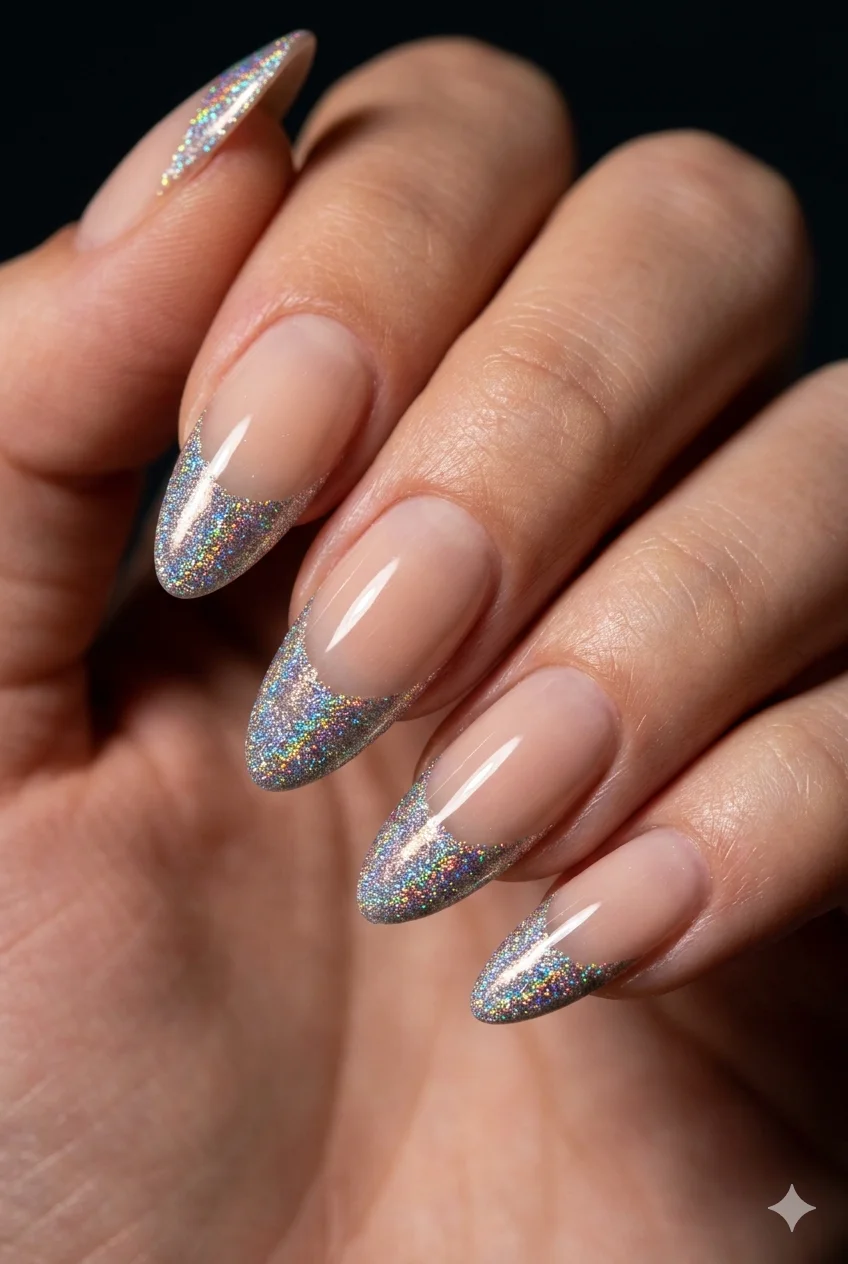 pearl white glow French tip nails opalescent shimmer overlay classic white tip 2026