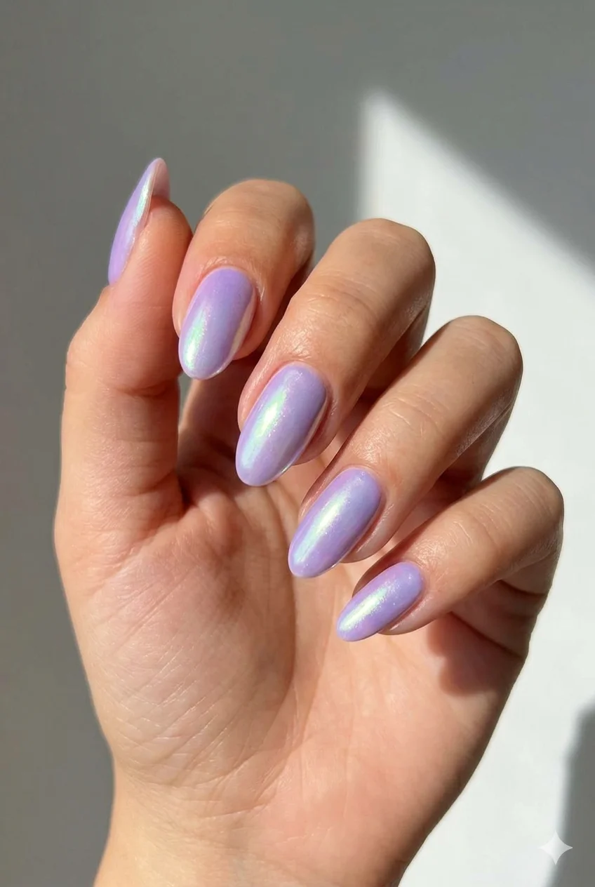 lavender aurora chrome summer nails 2026