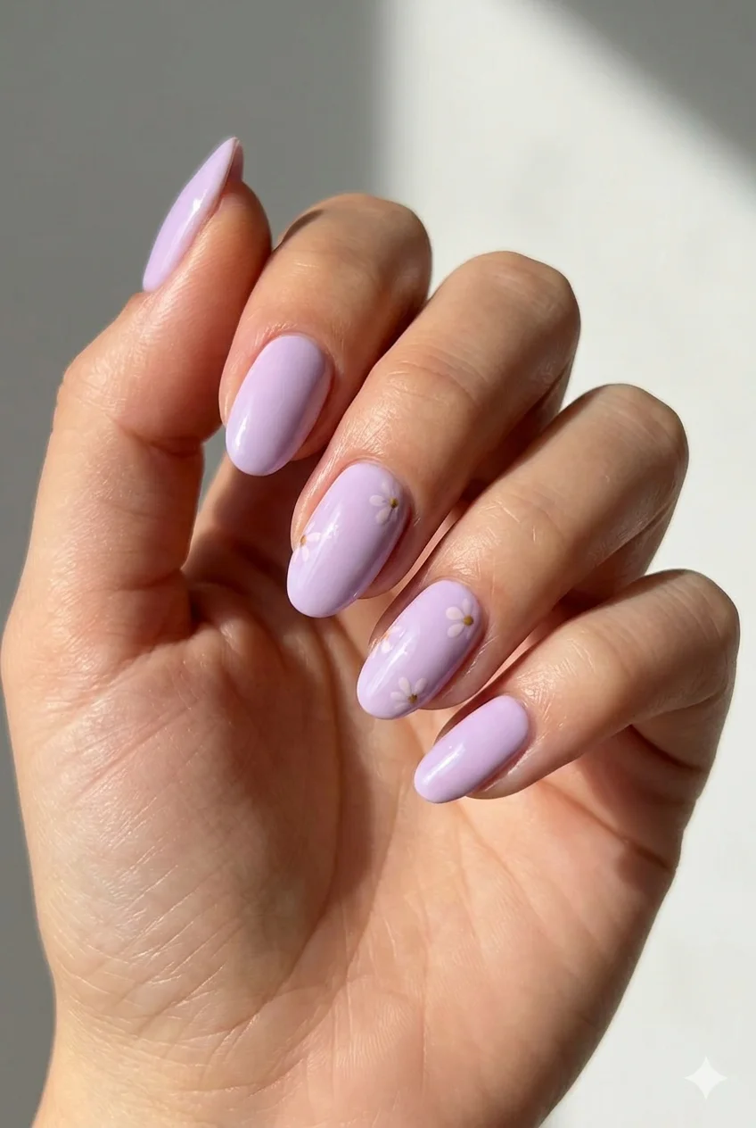 lilac pastel summer nails soft floral 2026