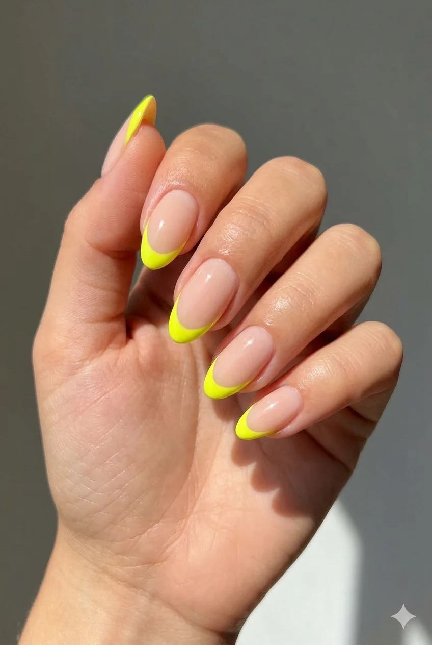 neon yellow summer nails French tip 2026