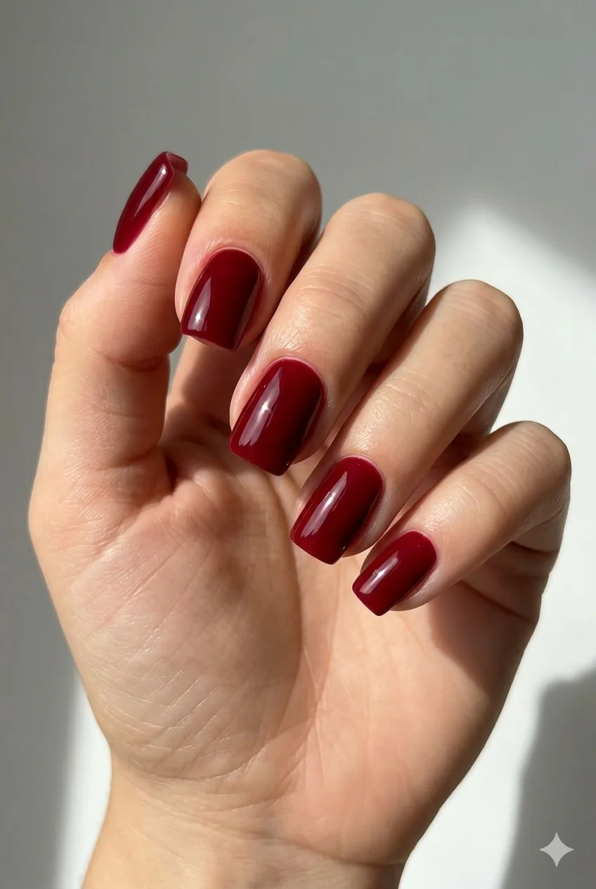 bold red summer nails glossy short 2026