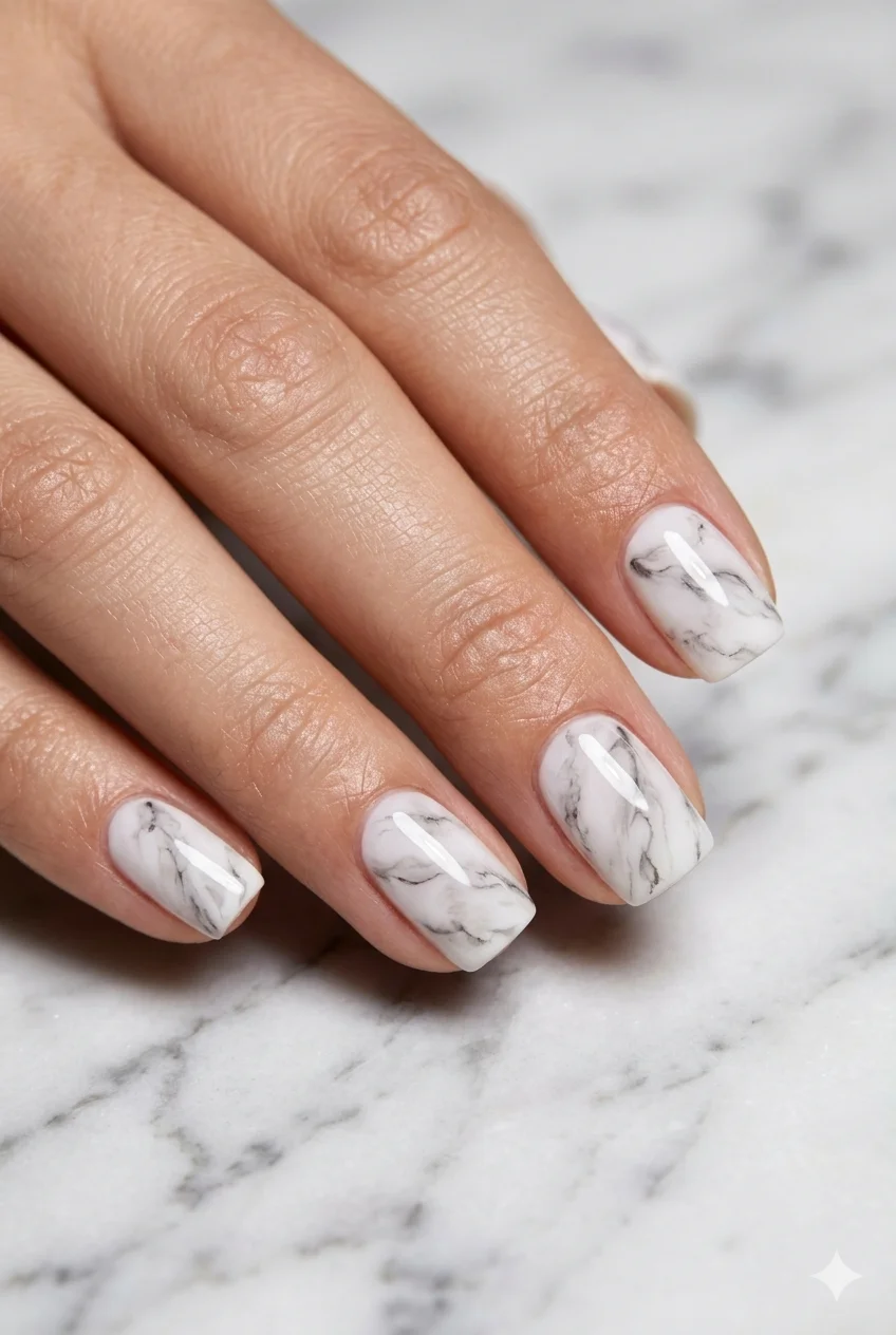 short nude acrylic nails warm skin-matched beige ultra-gloss quiet luxury on short almond acrylics 2026