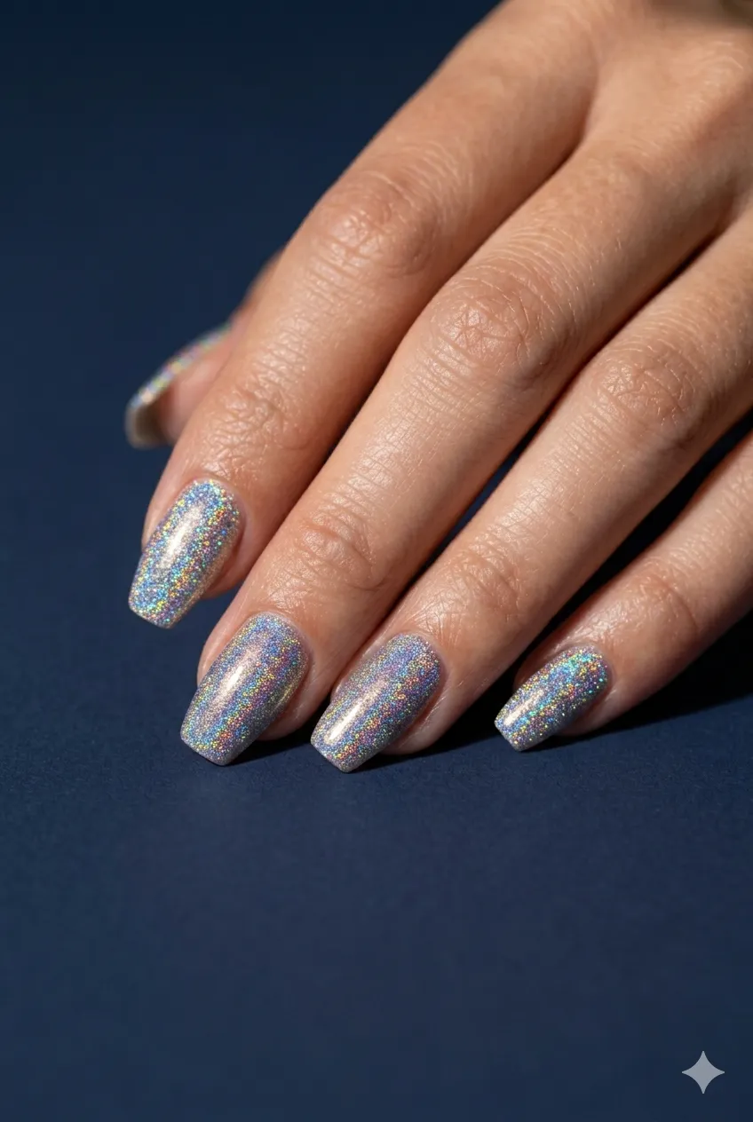 holographic rainbow glitter gel nails multi-directional sparkle iridescent 2026