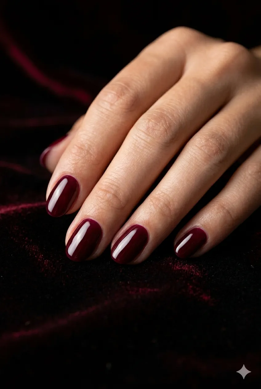 deep burgundy wine gel nails rich opaque ultra-gloss dramatic 2026