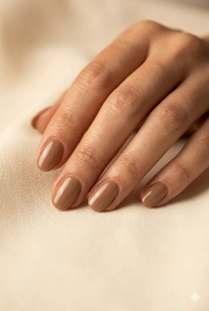 latte brown gel nails warm earthy coffee tone high-gloss old money 2026