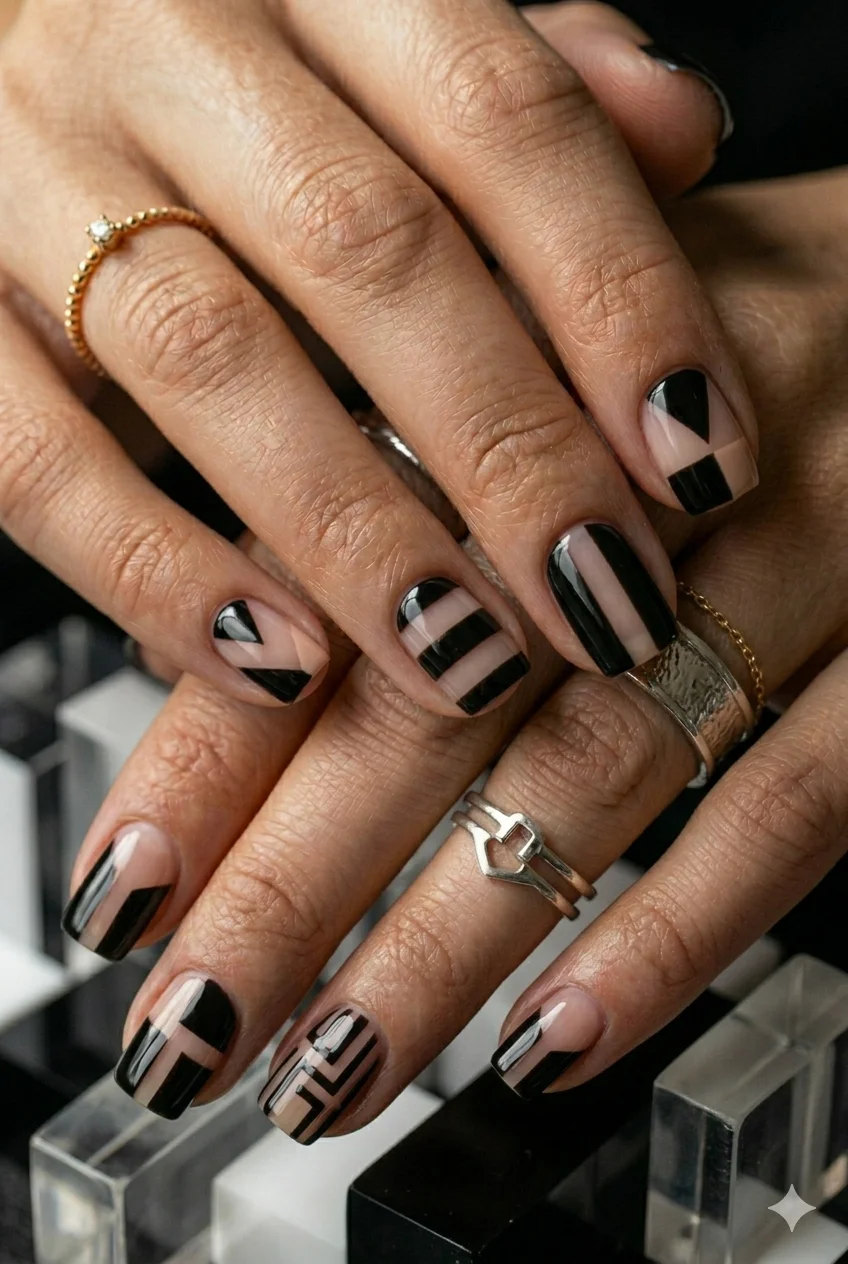 negative space square nails geometric cutout natural nail design architectural 2026
